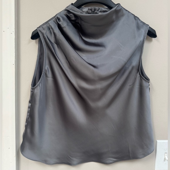 H&M Draped Satin Charcoal Sleeveless Top - Picture 3 of 8